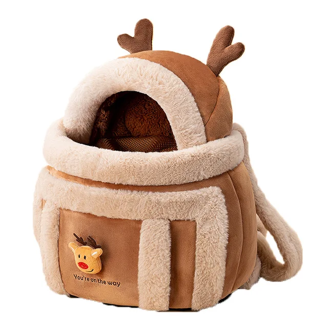 New Pet Carrier Bag Extra Large Capacity Chest Backpack Dog Cat Outdoor Double Shoulder Bag Reindeer Snuggling Hand Pets Bags 4