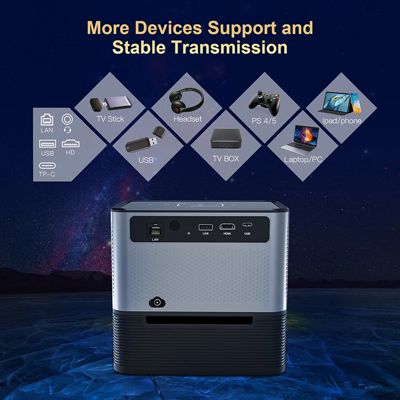 XNANO 300ANSI 4K Mini Portable Projector Android WiFi BT5.0 LED 1080P Home Theater Auto Keystone Projector with Battery