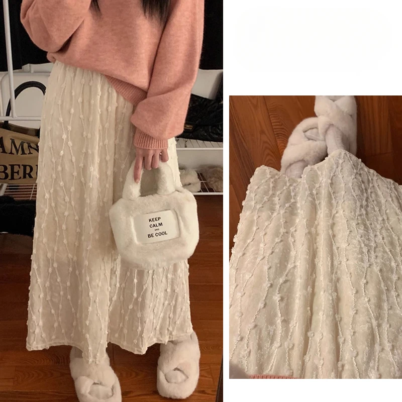 Spring Autumn Maternity Lace Skirts Fashion Embroidery Pregnant Woman Dobby Skirts Long Loose Pregnancy Skirt Black Beige