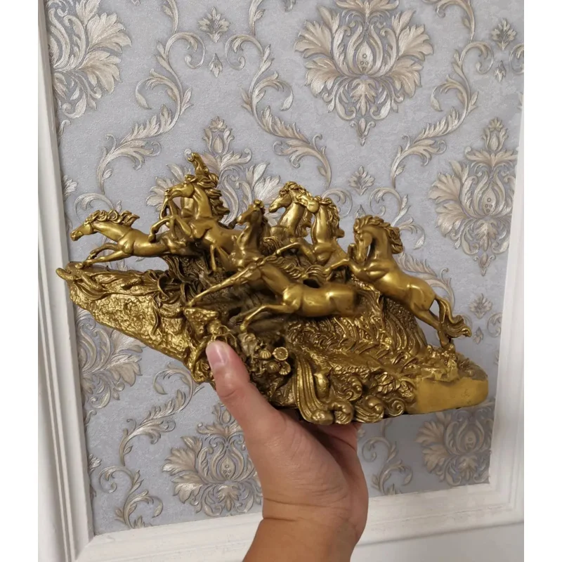 

30CM Large TOP COOL HOME Parlour OFFICE Business Ornament Spiritual efficacious Mascot brass Success 8 horses Sculpture