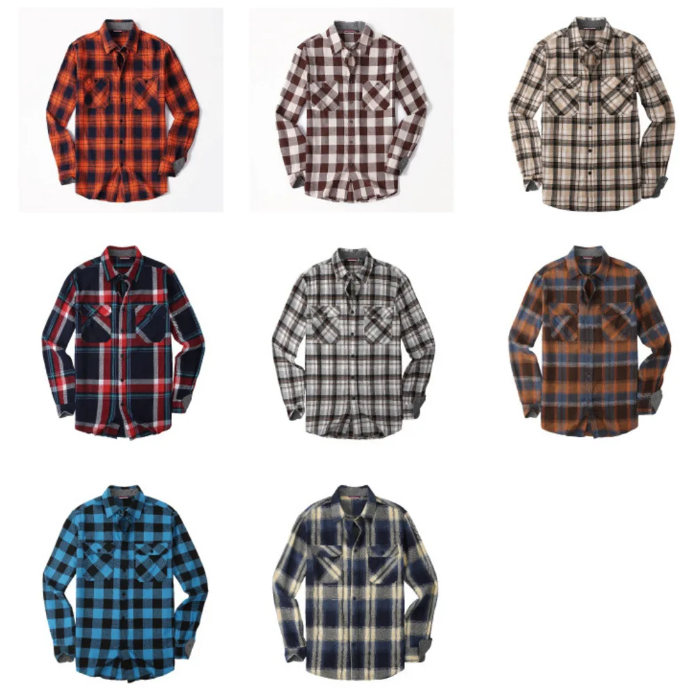 Taglia scozzese in flanella autunnale e invernale, camicia da uomo, camicia in pollici_voghion.com
