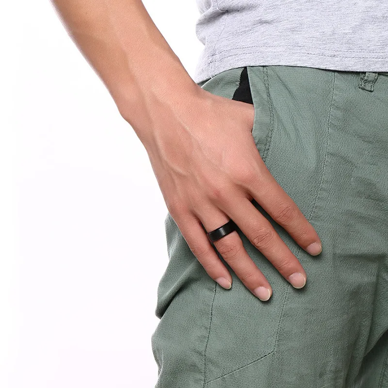 Fashion Charm Jewelry ring men stainless steel Black Rings For Women Custom Engrave Name - Image 2