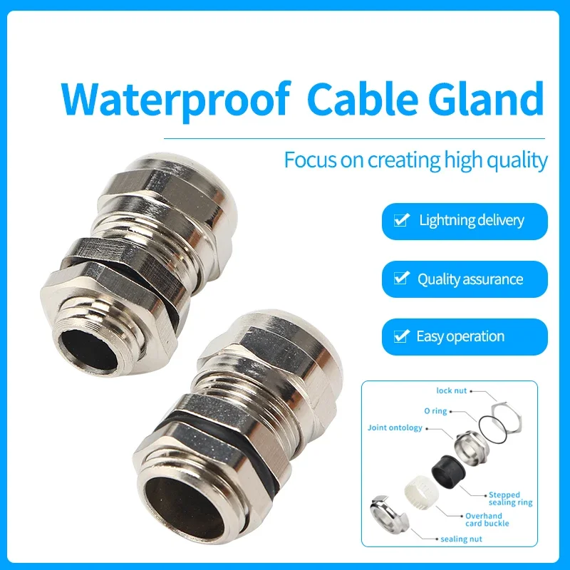 Waterproof Cable Gland Connector IP68 304 Stainless Steel Inox Metric Cable M6 M8 M10 M12 M14 M16 M18 For 3-6.5mm 4-8mm cable gland