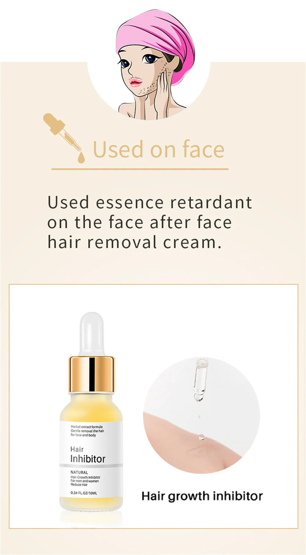 Gentle and painless hair removal Continuous suppression serum, painless removal agent legs, arms, growth inhibitors, hair_voghion.com