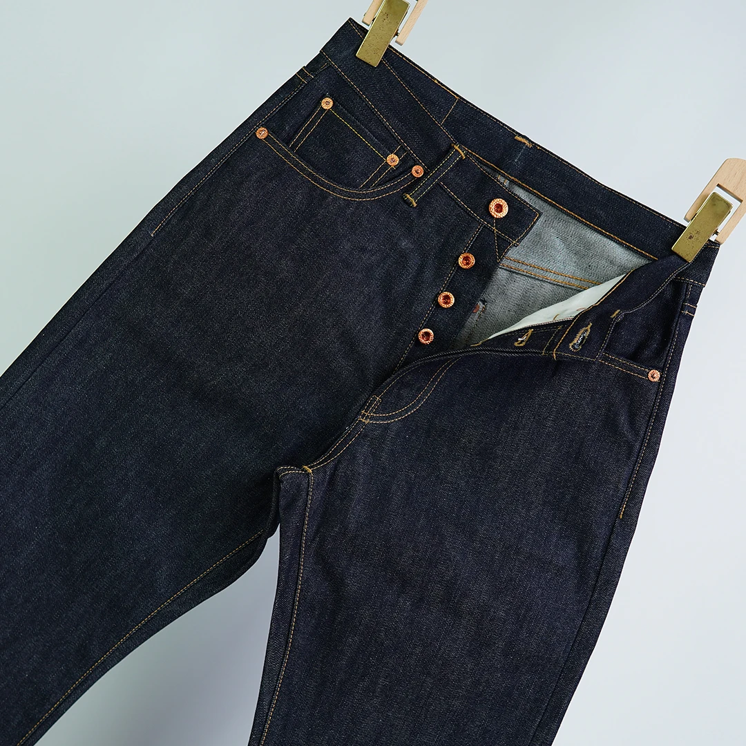 14oz UNWASH Raw Original Indigo Blue Denim Jeans for Men Red Selvedge 100% Cotton Classic LVC-55501 Loose Straight Pants Y2k 502 5