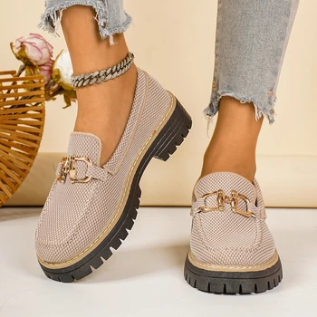 Breathable Mesh Chunky Loafers | Women's Platform Slip-On Shoes  Daily Wear  All Seasons