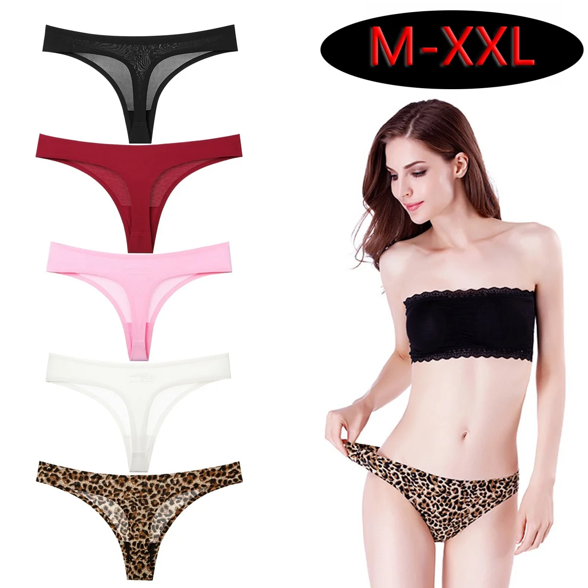 

M L XL XXL Seamless Thongs for Women Nylon No Show Thong Underwear Women 1 Pack
