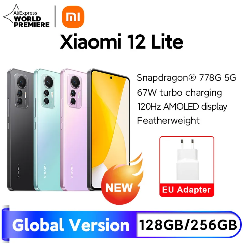  [Мировая премьера] глобальная версия смартфона Xiaomi 12 Lite Snapdragon 778G, 6,55 \"AMOLED 108MP камера 120Hz NFC 67W зарядка 