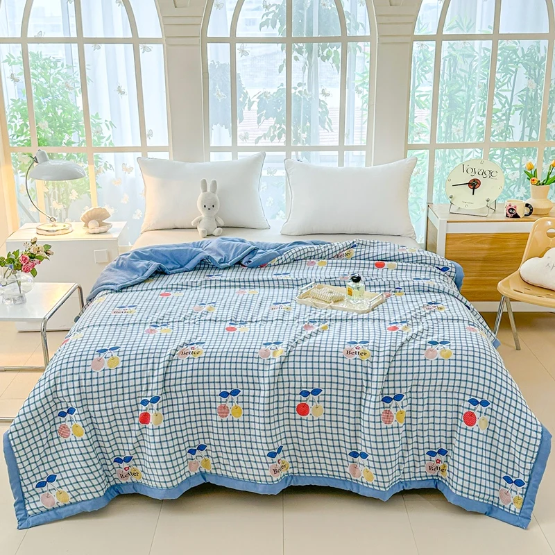 1pc Printed Thin Duvet Simple Style Quilts for Summer Soft Bedspread Adults Kids Room Comforter edredones (No Pillowcase)