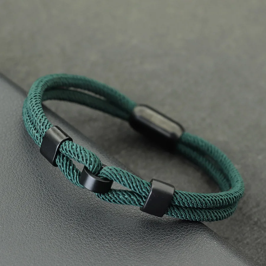 Noter neues Design Männer Armband Edelstahl starke Magnets chnalle stilvolle Knoten Wrap Braslet Pulsera Hombre Glück roten Faden – Detail 14