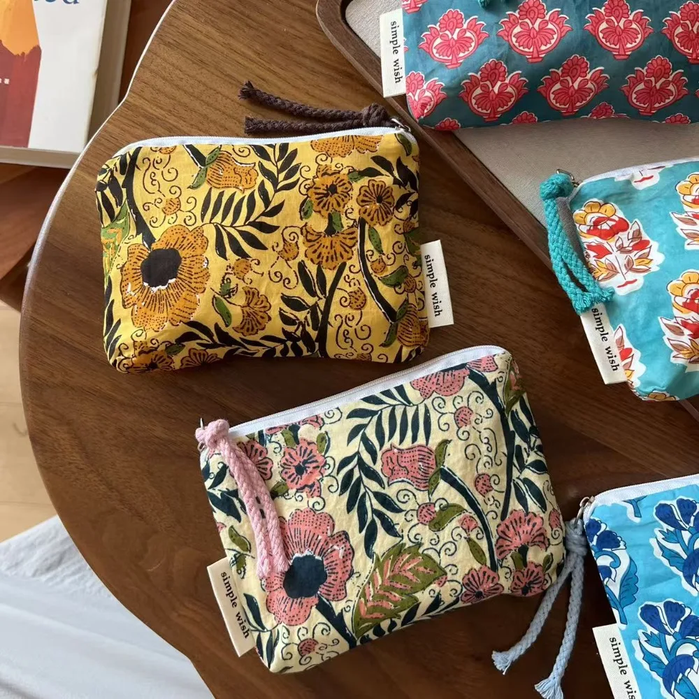 Fashion Vintage Sanitary Napkin Bag Mini Indian Style Bohemian Coin Purse Cotton Zipper Travel Bag Cosmetic,earphone Etc Storage 2