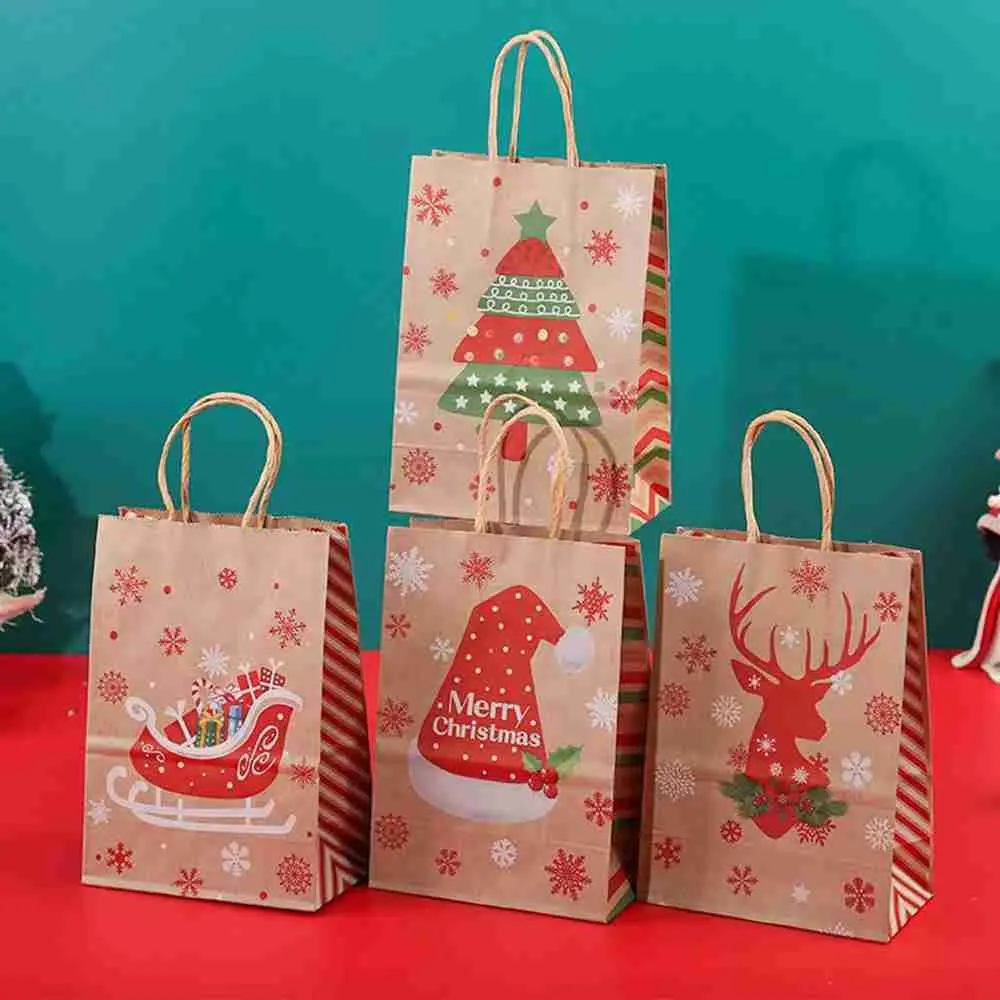 

Party decoration Merry Christmas Kids Favors New Year Christmas Paper Bag Food Packaging Gift Boxes Candy Box