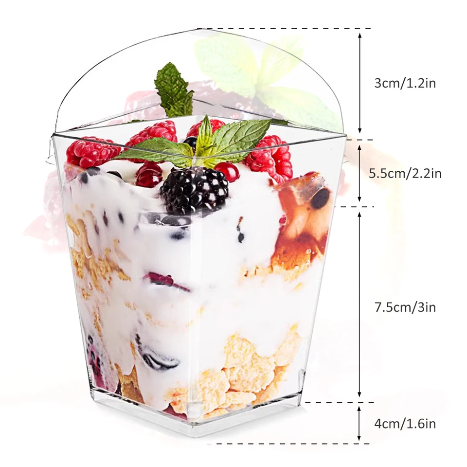 50 stuks herbruikbare dessertbekers 160ml dessertbekerset vierkante 50 stuks herbruikbare dessertbekers 160ml dessertbekerset vierkante