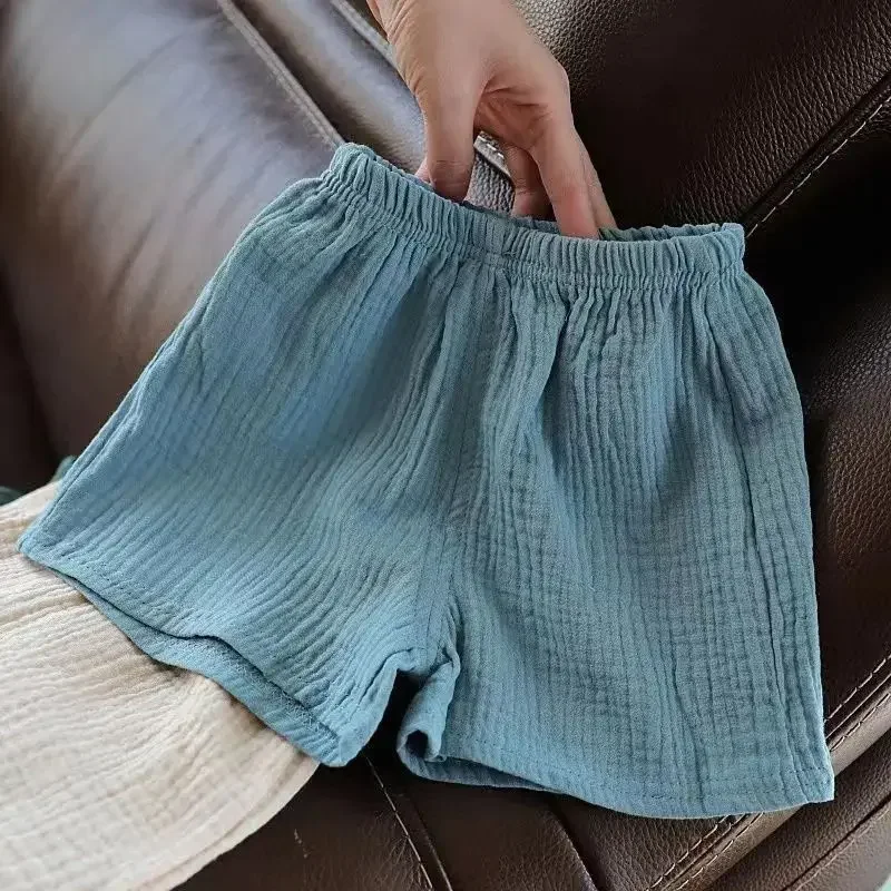 Boy Girl Solid Color Cotton Linen Children's Fashion Shorts Infant 0-5Y Bottom cotton shorts casual shorts