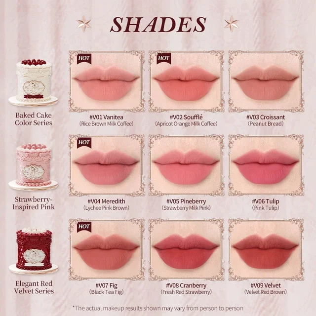 Flower Knows Strawberry Cupid Collection Cake Lip Cream 5ml Velvet Lip Tint - High Pigment Color Longwear Matte Lipstick