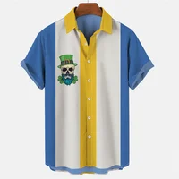 2024 new summer men's shirt loose 3D pattern clover element printed casual daily short-sleeved shirt S-5XL 1