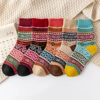 5 Pairs New Fashion Autumn and Winter Cute Colorful Women Warm Rabbit Wool Socks Thicken Cashmere Snow Women Socks 2