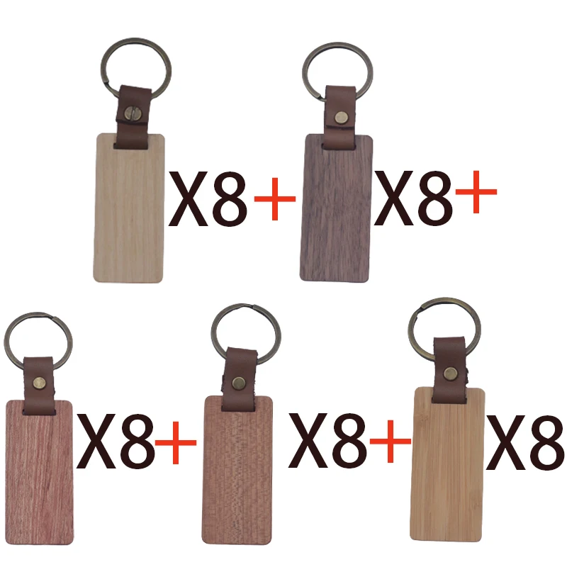 

40Pcs Wooden Key Ring Dog ID Tags For Dogs Man KeyChain Wood Accessories Nameplate Name Number Phone KeyRing