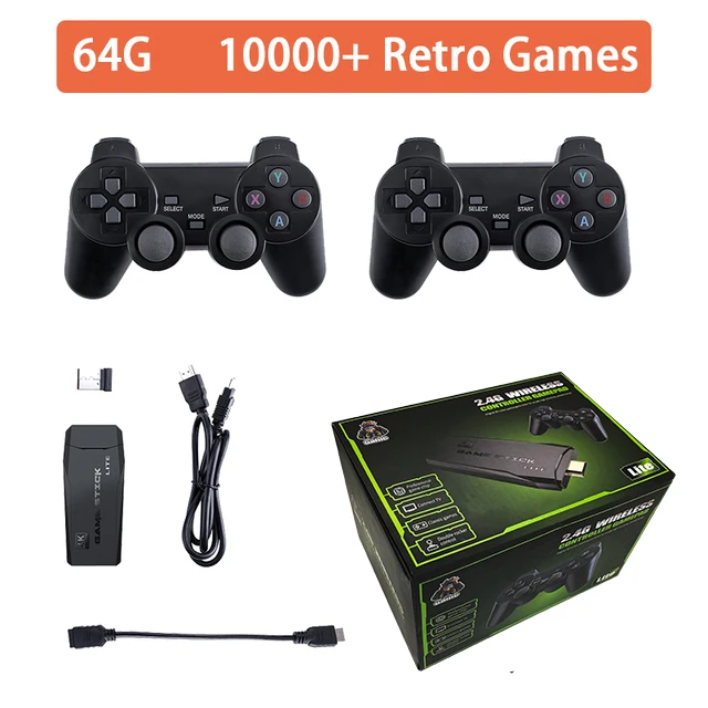 Video Game Console 64G Built-in 10000 Games Retro handheld Game Console Wireless Controller Game Stick For PS1/GBA Kid Xmas Gift 