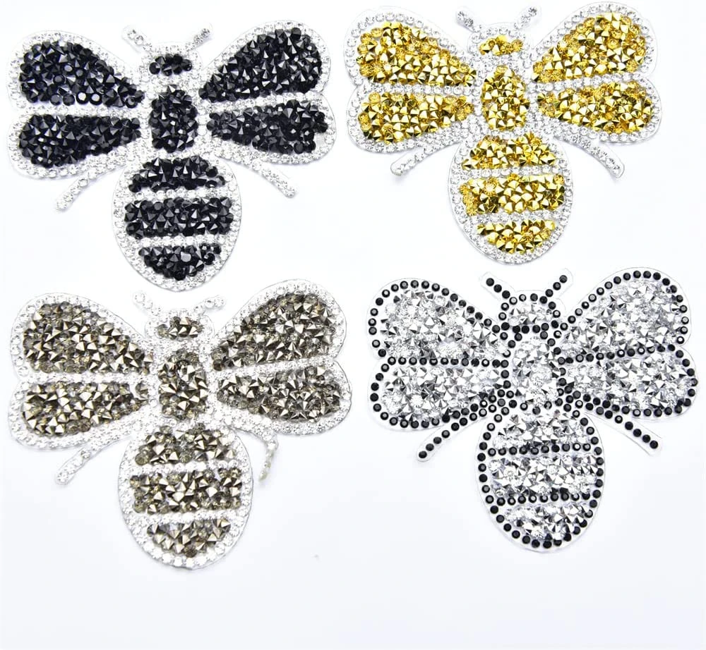 10Pcs Bling Crystal Rhinestone Pattern Motifs Bee Animal Design Patches  Sequin Beads Applique Iron On Clothing Shoes Hats Bags|Rhinestones| -  AliExpress