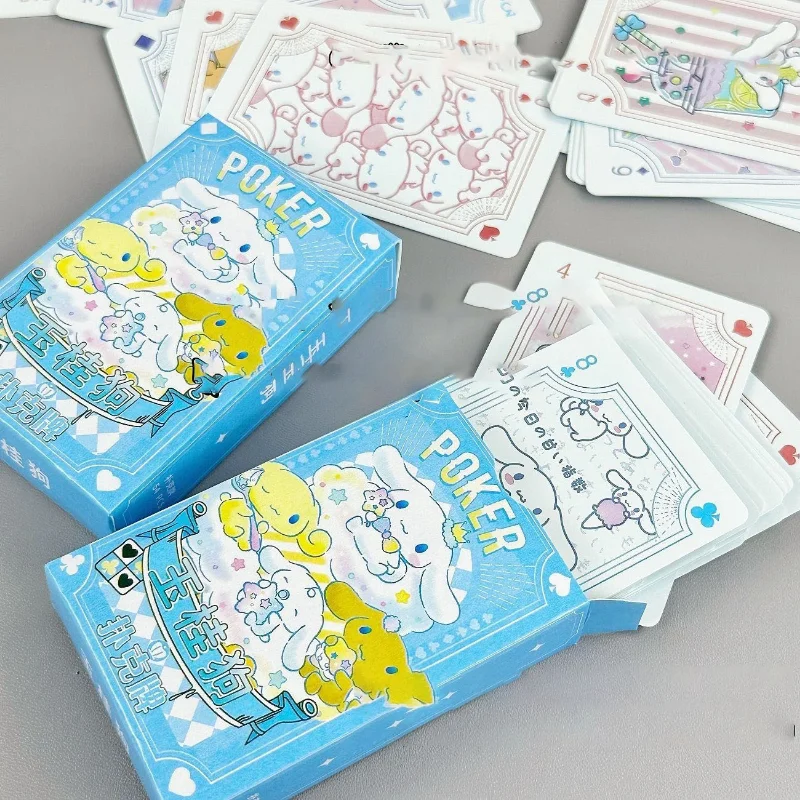 

Cute Hello Kitty Sanrio playing cards anime Cinnamoroll Kuromi Pochacco Kawaii board games Educational toys deck Birthday Gift