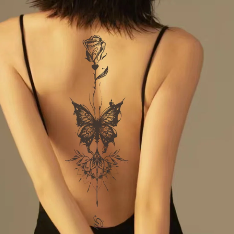 One Butterfly Spine Waterproof Temporary Tattoo, Lasting 1-2 Weeks, Semi-Permanent Tattoo Color, Realistic Fake Tattoo 3