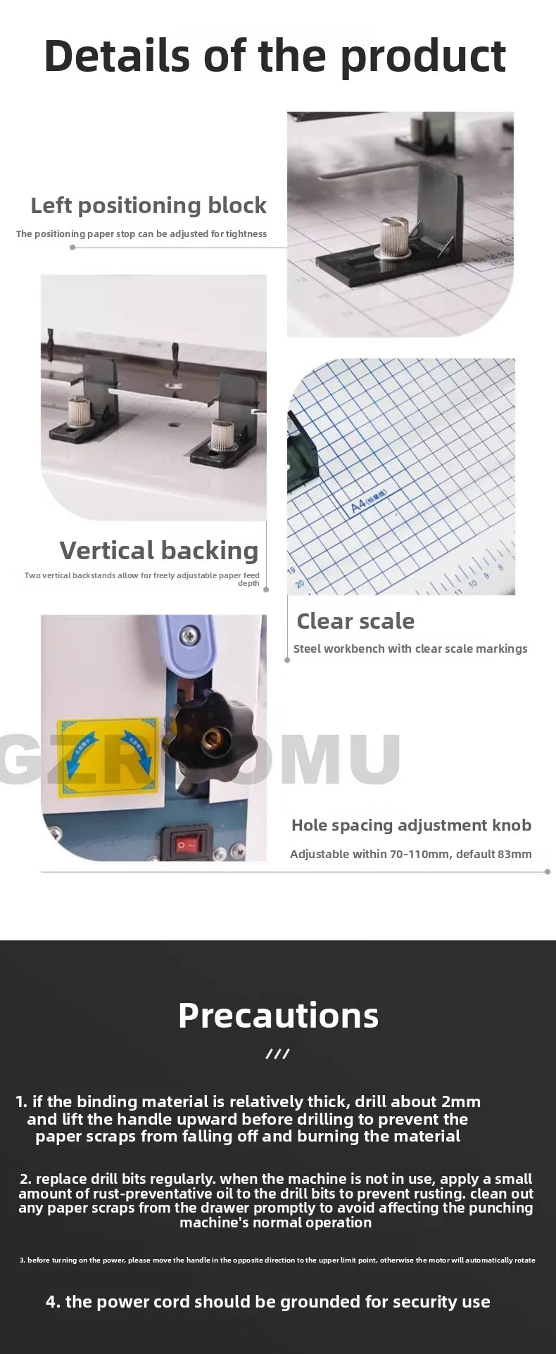 Electric Three-Hole Punching Machine Twist Drill with Adjustable Hole Spacing Ac