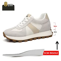 Elevator Casual Sneakers Man Cow Suede Leather Lace-Up Round Toe Platform Shoes 3/6/8cm Height Increase Shoes For Men Lift Sport 1