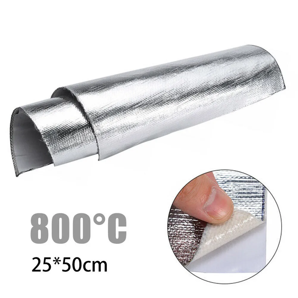 25x50Cm Car Heat Protection Film R Car Fender Heat Sound Insulation Mat Auto Heat Shield Insulation Engine Film Wrap