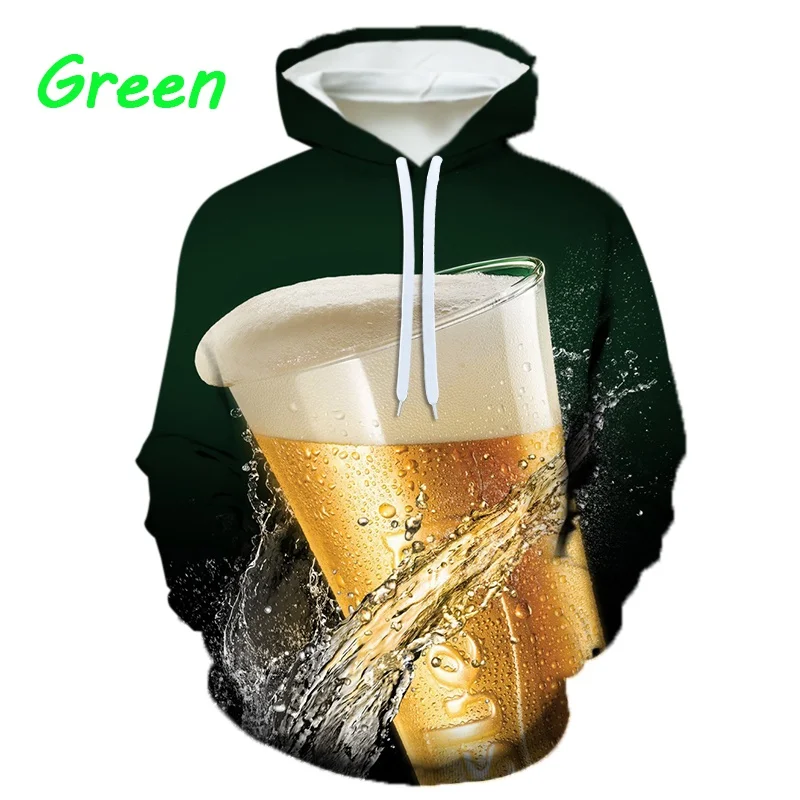 Fashion Men's Cool Hood Sweatshirt Celebrating Beer Festival 3D Printing Hoodie Creative Casual Street Sweater Clothing Tops
