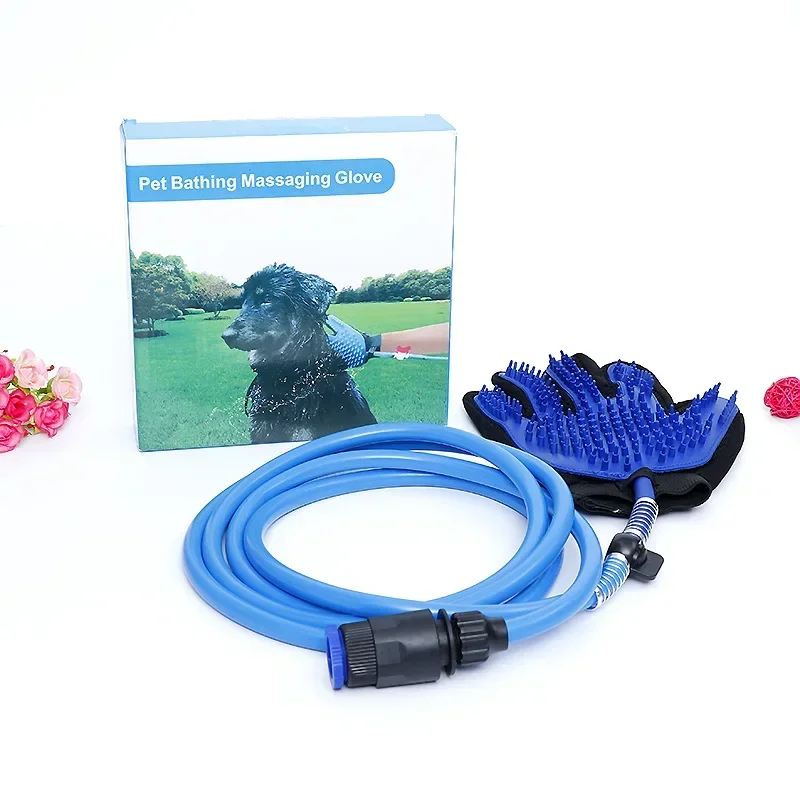 1PC Pet Spray Bathing Gloves Cat & Dog Cleaning Grooming Massage Connecting Hose Spray Dehairing Brush Adjustable Pet Products