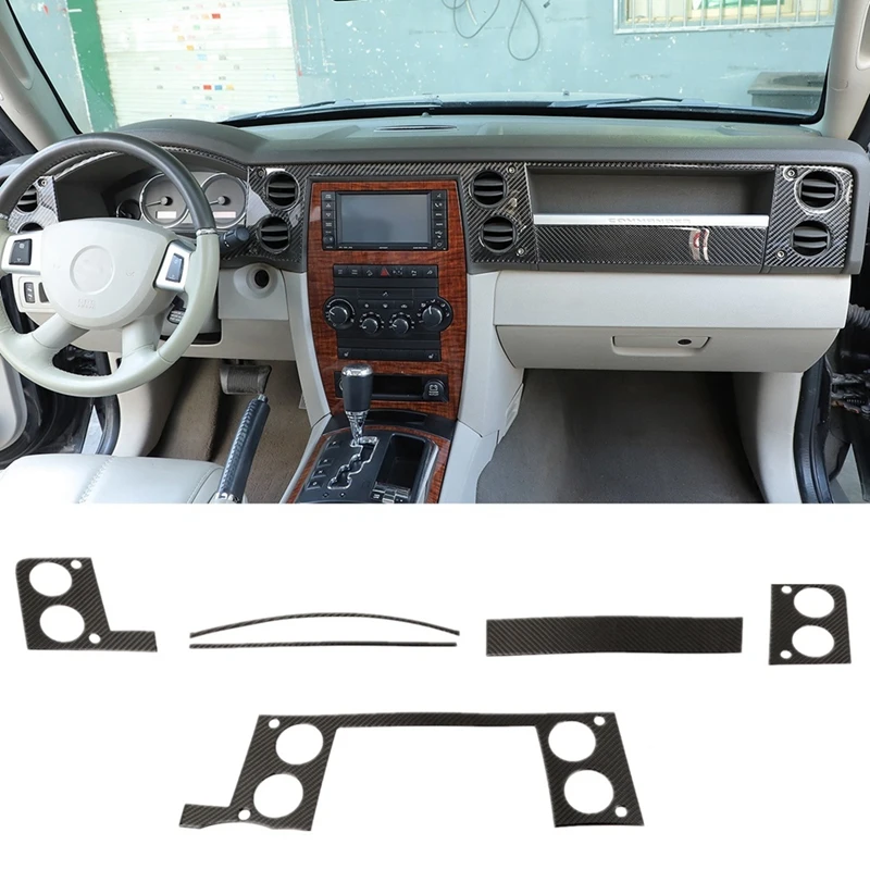 

For Jeep Commander 2006-2010 Carbon Fiber Car Center Console Air Condition Vent Cover Trim Kit Sticker Replacement