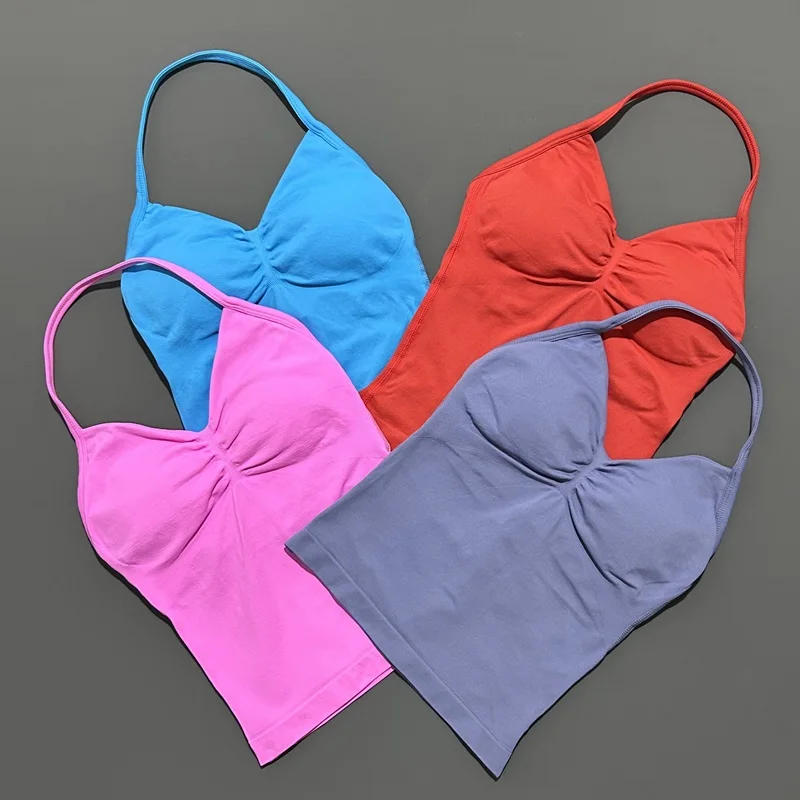 Impact Longline Strappy Top Sports Yoga Vest Women Fitness Tank Top Gym Open Back Bra Running Workout Halter
