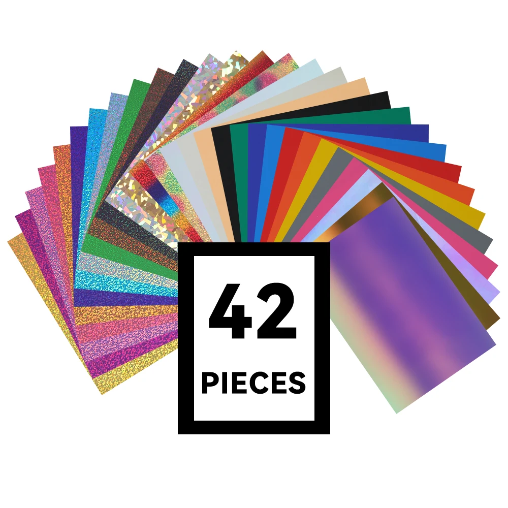 

SUNICE Gift DIY Decoration Assorted Colors--Heat transfer vinyl includes 30 colors with size 12" x 8". Total is 42 Pack Sheets