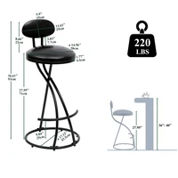 Bar Stools Upholstered Counter Height Barstools for Kitchen Island Set of 2 Modern PU Leather Dining Chairs with Footrest 2