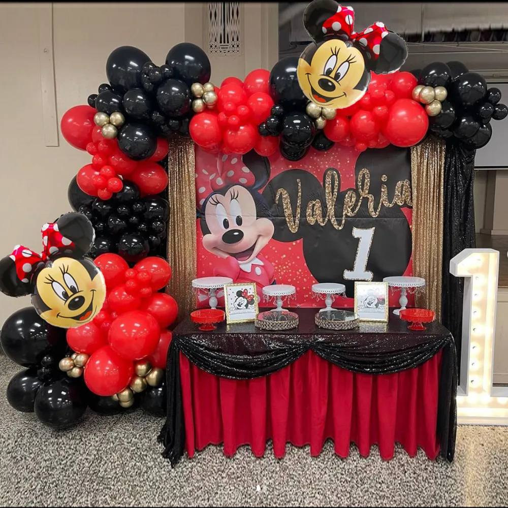 129PcsSetDisneyThemeGiantMinnieMouseHeadFoilBalloonGarland