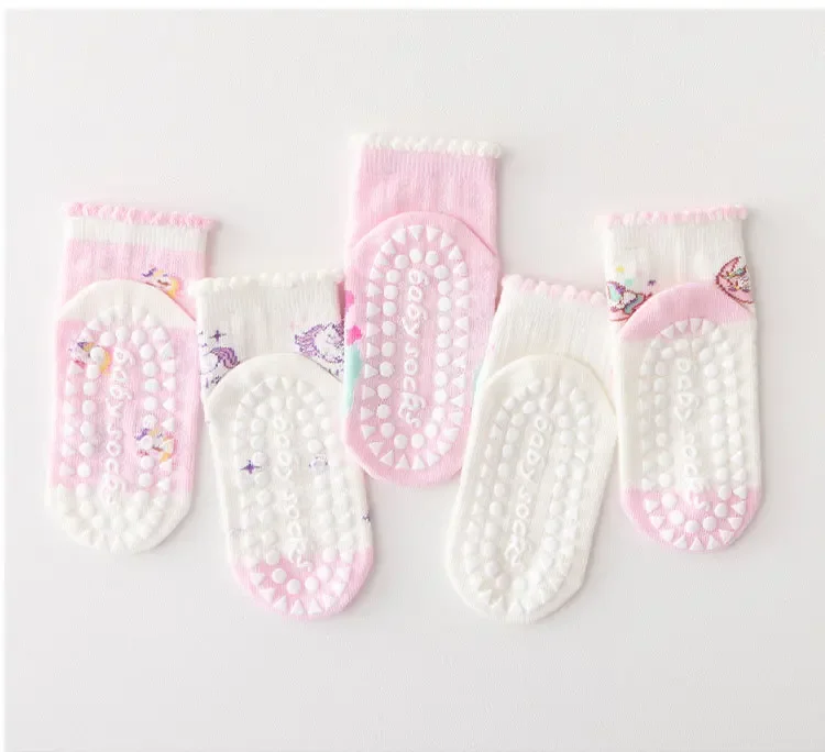 5 Paar rutschfeste Netzsocken für Mädchen und Kinder, für den Innenbereich, Spielplatz, Trampolin, atmungsaktiv, für den Sommer, rutschfeste Bodensocken, leichte Bootssocken – Detail 13