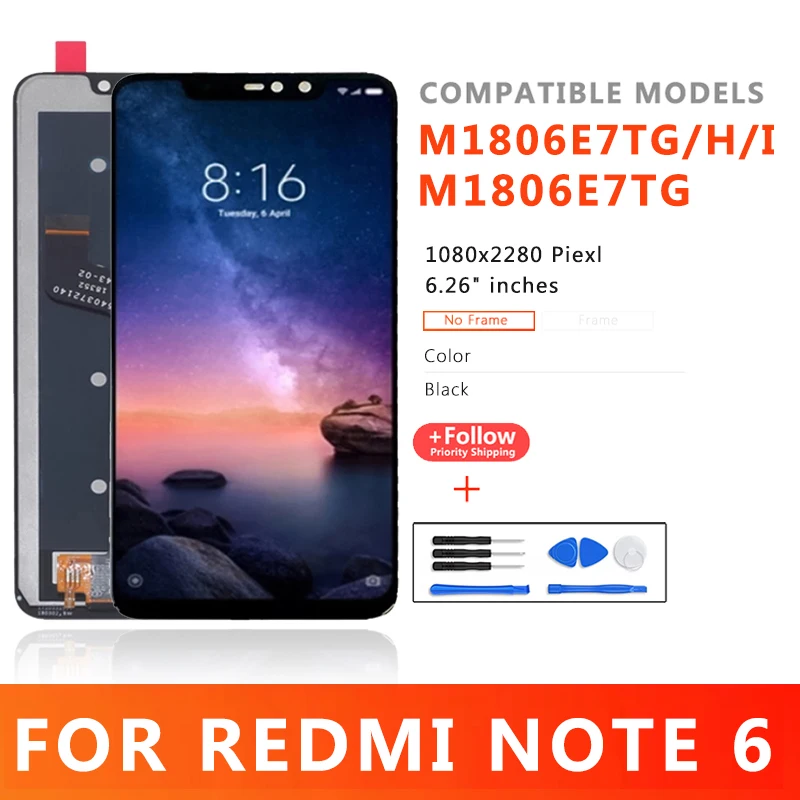 

Мобильный телефон ЖК-дисплеи для Xiaomi Redmi Note 6 M1806E7TG, ЖК-дисплей для Xiaomi Redmi Note 6 Pro Touch M1806E7TG M1806E7TH M1806E7TI