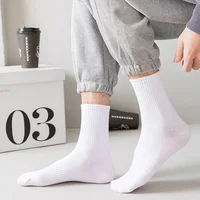 5 paires de chaussettes blanches en coton pour hommes, nouveau Style, douces et respirantes, longues, de sport, d'été et d'hiver, grande taille 6