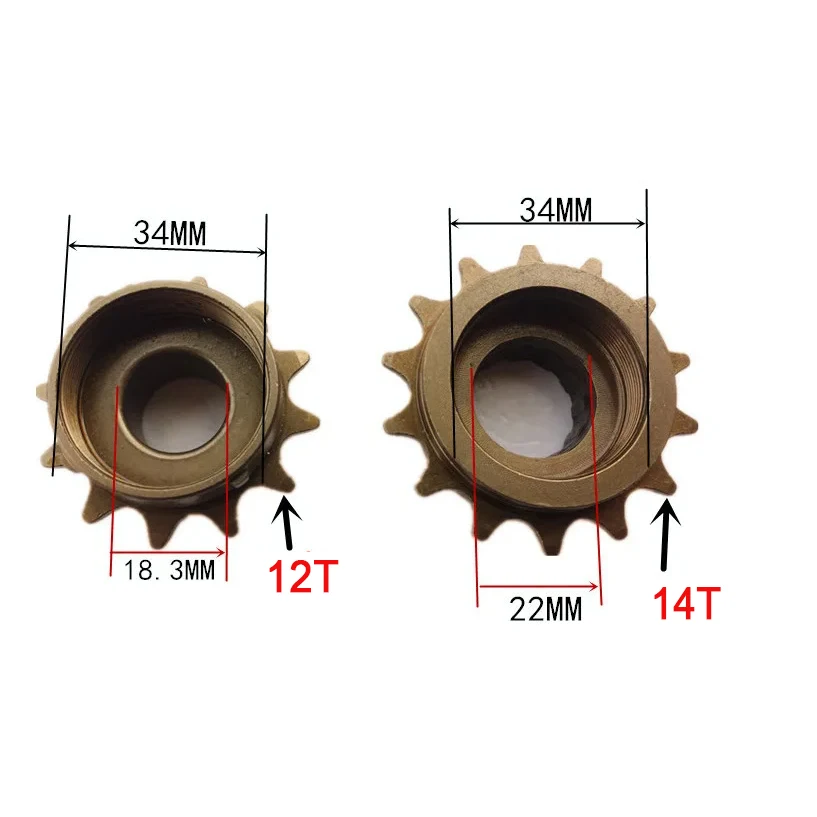 Bicycle Sprocket Gear Bicycle Parts Bike Sprocket Bike Freewheel 12T 14T MTB Bike Single Speed Flywheel Mountain BMX Bicycle Freewheel Modified Sprocket Steel 34mm Thread Bike Gear