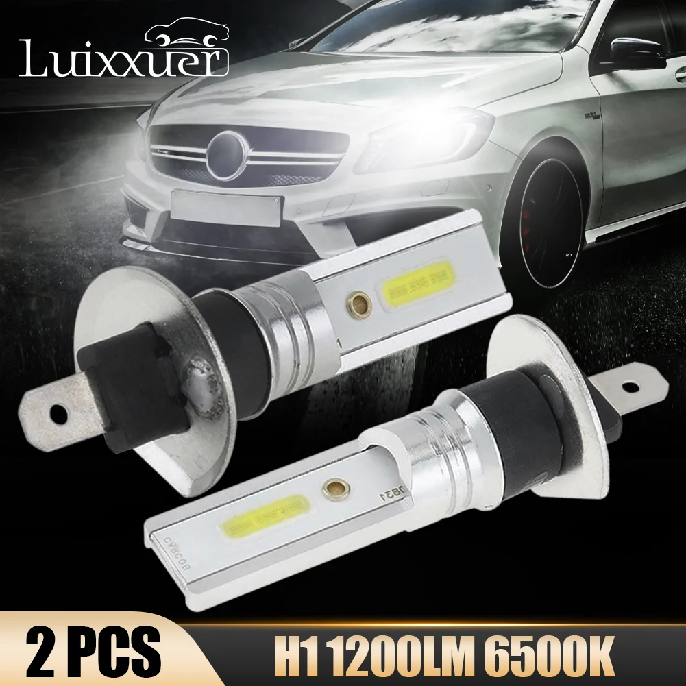 

2Pcs Car H1 COB LED Headlight Hi/Lo Beam Driving Light Lamp Bulb White 6500K 1200LM 12W Bulb Fog Head Lamps Car Accessories