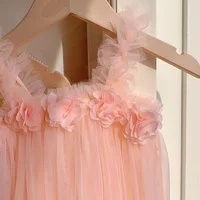 Robe d'été en maille pour enfants, 1-6T, en Tulle, princesse, Tutu, 6 couleurs, fleur 3D, robe d'anniversaire sirène 6