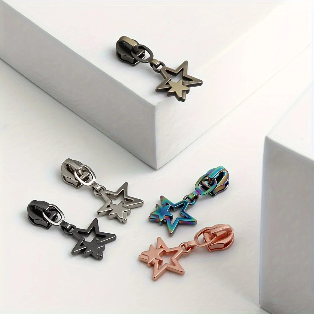 6 Tiretti Cerniera A Forma Di Foglia In Vera Pelle Con Anello Dorato – Riparazione E Personalizzazione Per Borse, Stivali, Giacche (Nero) - 6