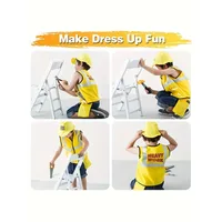 Costume de gilet de travailleur de la Construction pour tout-petits, ensemble de jeu de 5 pièces pour travailleurs, gilet réfléchissant jaune avec outils, déguisement de fête 2