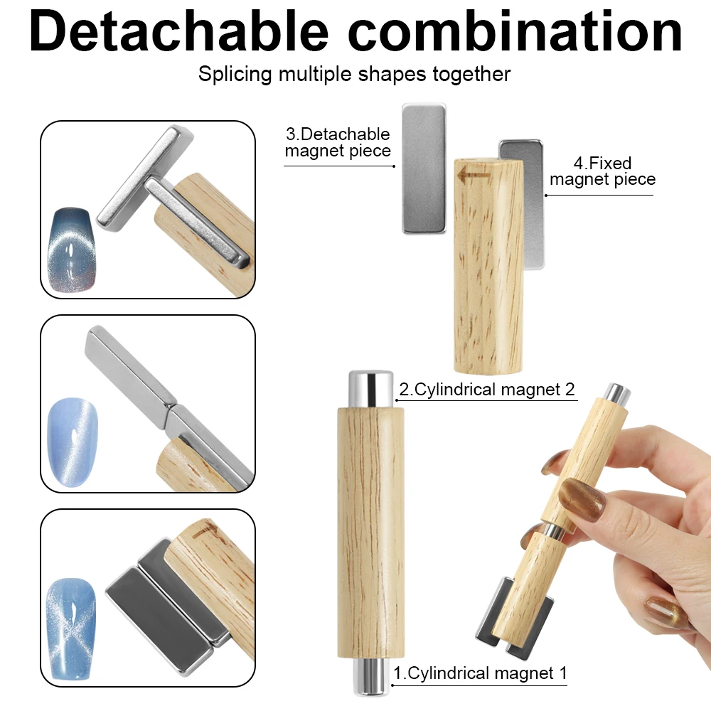 Magnetic Nail Art Tools 4 In 1 Detachable Multifunctional Cylindrical Suction Cat Eye