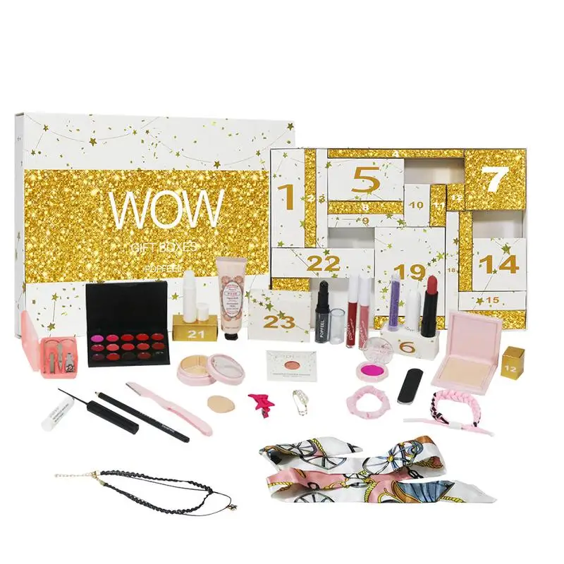 24 Days Beauty Advent Calendar Makeup Set 24pcs Christmas Countdown Calendar Make up Calendar Lipstick Eye Shadow Cosmetic 4