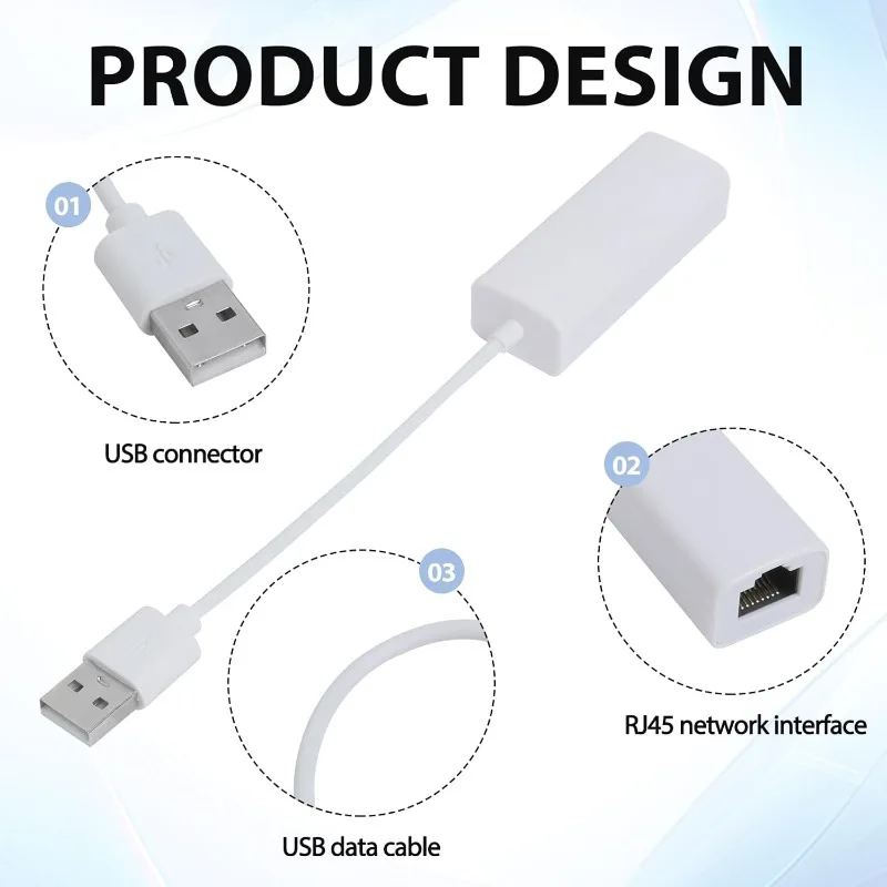 USB 2.0 - RJ45 100Mbps 드라이버가 필요 없는 네트워크 어댑터 이더넷 LAN 카드 노트북 PC 전화 TV 박스와 호환 가능 플러그 앤 플레이
