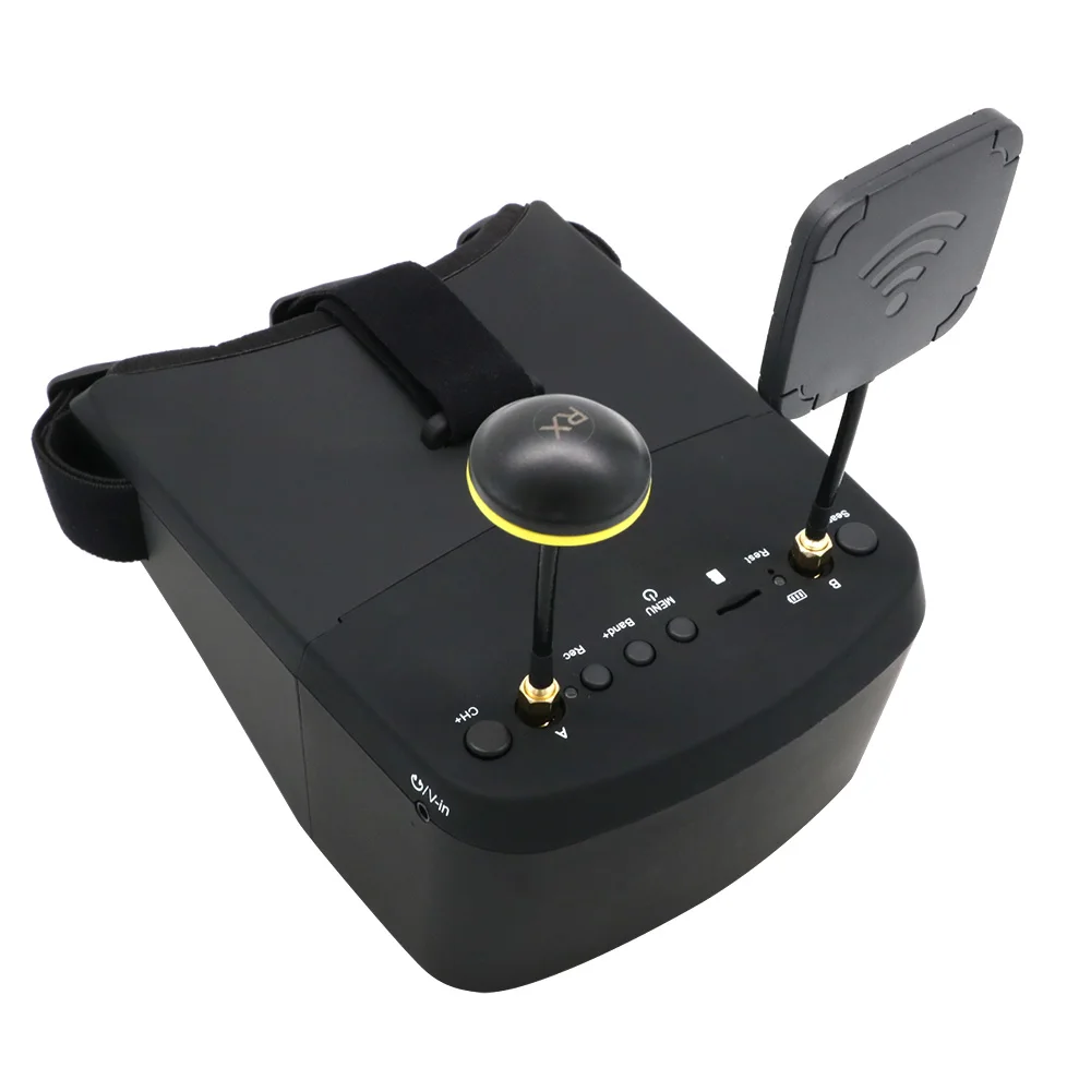 Détail du DVR et des boutons de contrôle sur les lunettes FPV EV800D