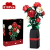 818PCS Flower Bouquet Building Block Red Rose White Rose Vase Bricks Toy Set Valentine's Day Christmas Gifts Creative Decoration 1
