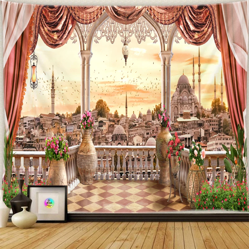 Landschaft Zimmer Dekoration Natürliche Tapisserie Meer Ansicht Wasserfall Ästhetik Bohemian Hippie Wohnkultur Landschaft Wand Hängen – Detail 17